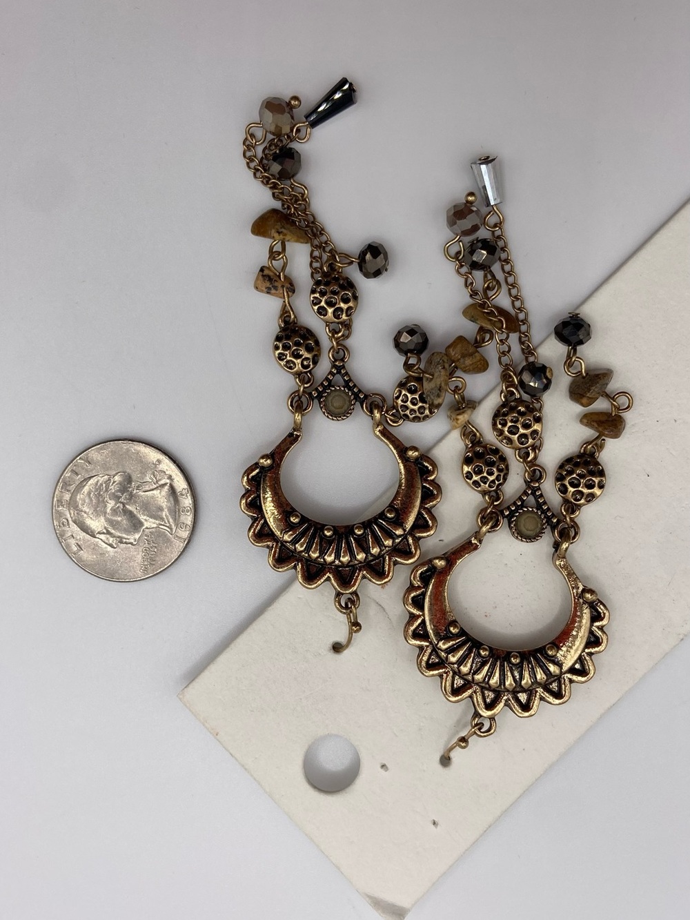 Boho Antique Gold Dangle Earrings - Women Jewelry - Picture 3 of 4